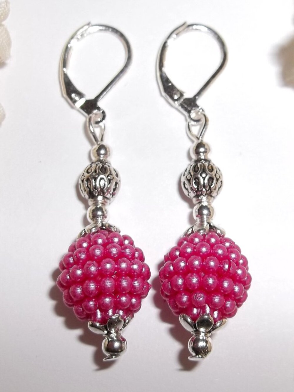 Fuchsia Earrings, Earrings, Fuchsia Pink Earrings, Pearl Earrings, Set NWT D9131